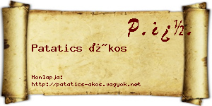 Patatics Ákos névjegykártya